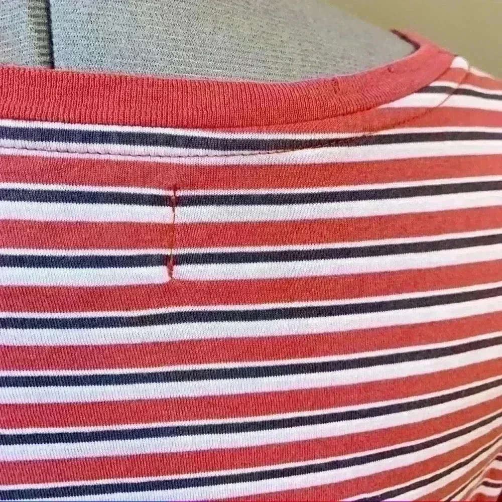 Polo Ralph Lauren T-Shirt Large Thrashed Distressed Striped Short Sleeve Cotton.